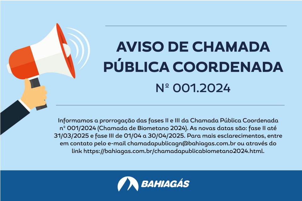 AVISO Nº 2 DE CHAMADA PÚBLICA COORDENADA - Nº 001.2024